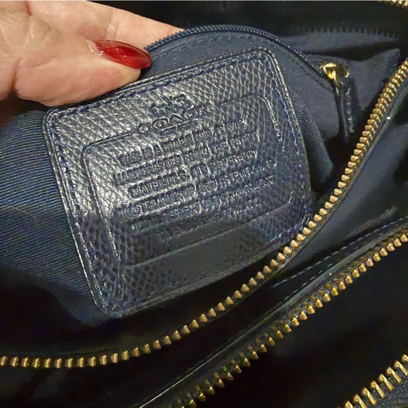 COACH Christie Carryall Satchel Crossgrain Leather Deep Navy Blue F36637 - Picture 5 of 14